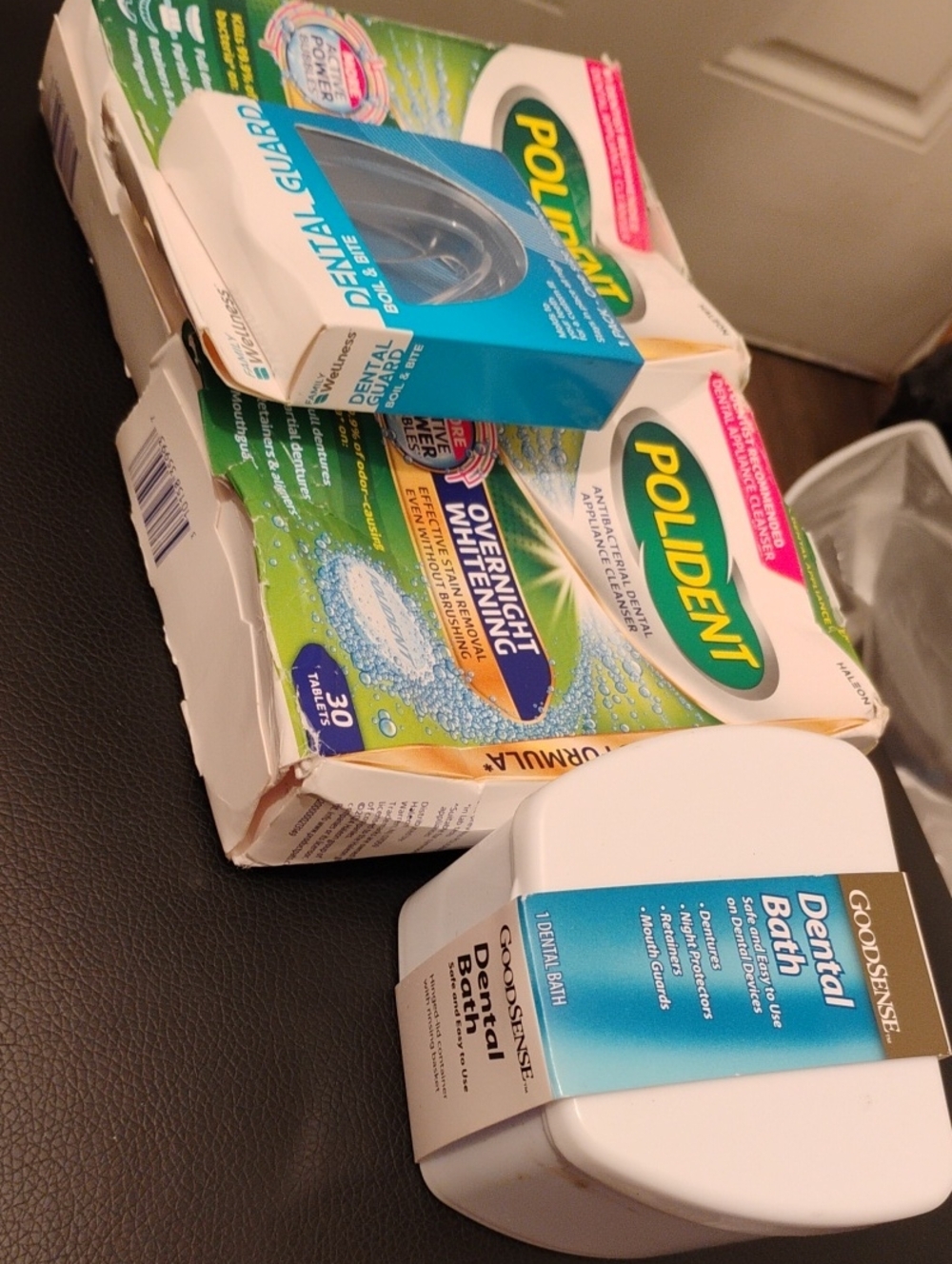 Lot Of Polident With Dental Bath Case And Dental Guard Brand New Never Opened